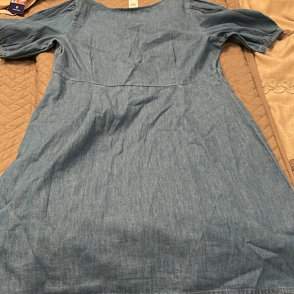 GAP Denim Puff Sleeve Button-Front Mini Dress/NWT/MEDIUM - Picture 12 of 14